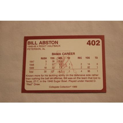 Bill Abston 1989 Collegiate Collection Alabama's Finest NO. 402