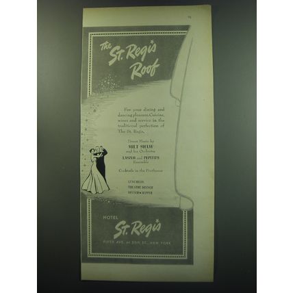 1949 St. Regis Hotel Ad - The St. Regis Roof