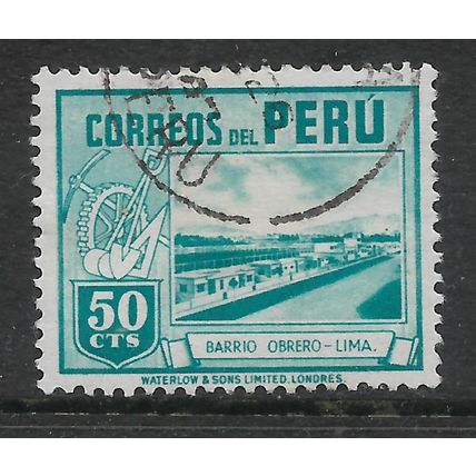 PERU 1938 LOCAL MOTIVES 50c BLUE BARRIO OBRERO LIMA SG 698 FINE USED#