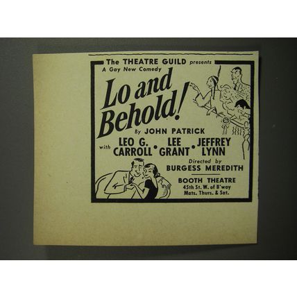 1952 Lo and Behold Play Ad - The Theatre guild presents a gay new comedy