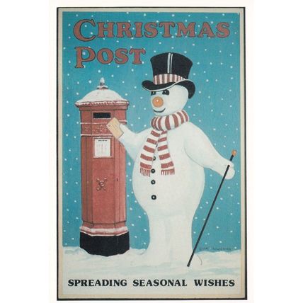 Christmas Post Snowman Poster Spreading Wishes Postcard