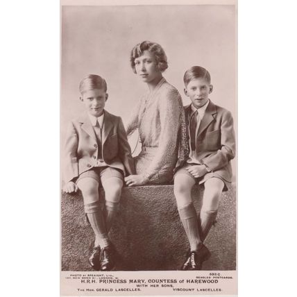 Princess Mary With Her Sons Gerald Viscount Lascelles Royal Real Photo Postcard