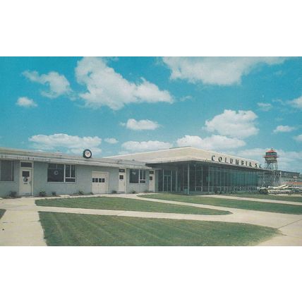 Colombia Airport Clock By Reception Area Landing Bay American USA Plane Postcard