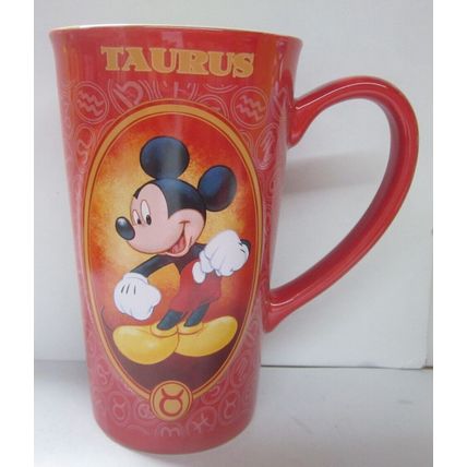 Disney Astrology Tall Mug ceramic red Mickey Mouse Taurus