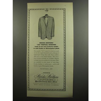 1953 Brooks Brothers 346 Tropical Worsted Coat Advertisement
