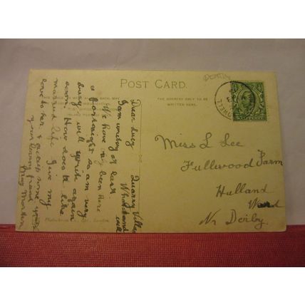 EYAM CHURCH, DERBYSHIRE. used antique postcard 1914? pm =
