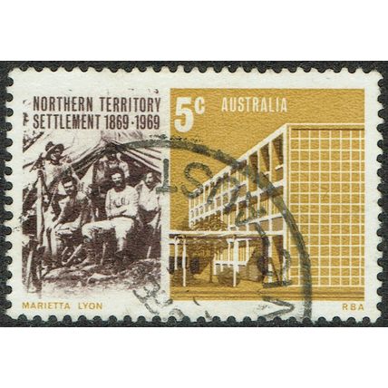 Australia 1969 Centenary Northern Territories 5c Brown Olive and Ochre SG437 FU