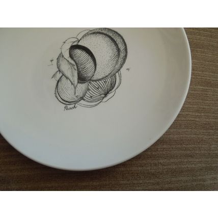 Susie Cooper Black Fruit Tea Plate - Peach