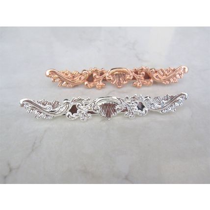 Slim antique style silver or rose gold/ copper filigree hair pin clip barrette