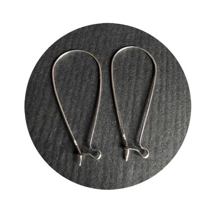 925 Solid Sterling Silver Pair 46MM Kidney Shaped Earrings Jewellery Making C70