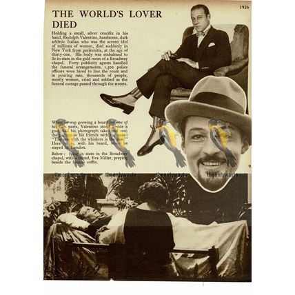 Death of Rudolph Valentino, Worlds Lover, 1926, Book Illustration, 1938