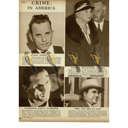 US Crime, Dillinger, Capone, Hauptmann & Harriman,1934, Book Illustration, 1938
