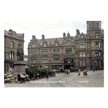 ptc0818 - Bradford , Rawson Market and Flower Stalls , Yorkshire - print 6x4