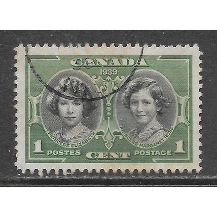 CANADA 1939 PRINCESSES ELIZABETH & MARGARET ROSE 1c USED CDS toned