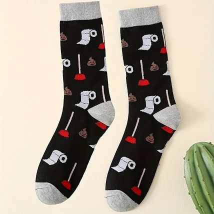 NEW Toilet Roll/Plunger/Poop Novelty Socks UK 6-10 Plumber Gift UK SELLER