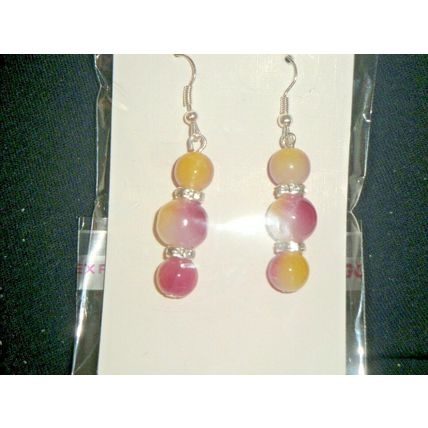 Exceptional mix of yellow & purple glass short noticeable earrings