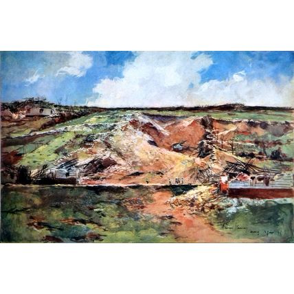 CHURCH OF ABLAIN AND SOUCHEZ 1915 François Flameng FRANCE WORLD WAR I PRINT