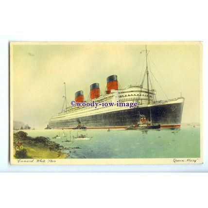LS1093 - Cunard Line Liner - Queen Mary - artist - postcard