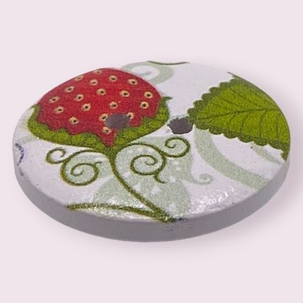 6Pcs 25mm Wooden Round Red Flower Pattern 2 Hole Sewing Crafts Knitting
