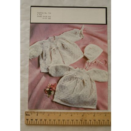 Leaflet no. 710 dress, jacket & bonnet, 4 ply, 16-20 inch, 41-51 cm