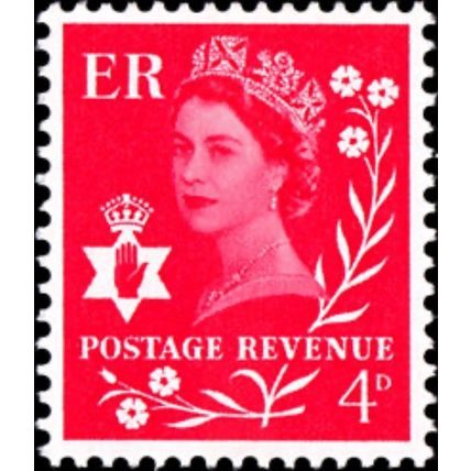 GB 1969 QEII Northern Ireland 4d Bright Vermilion Unmounted Mint MNH Sc 9 stamp