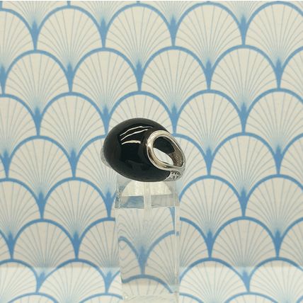 Vintage 925 Sterling Silver Unusual Modernist Design Chunky Onyx Statement Ring