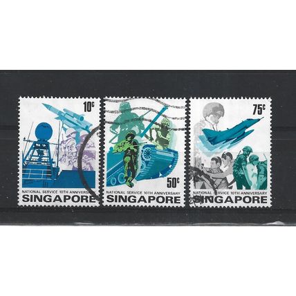 Singapore.Tenth Anniversary of National Service set of 3.Fine Used.Jun25