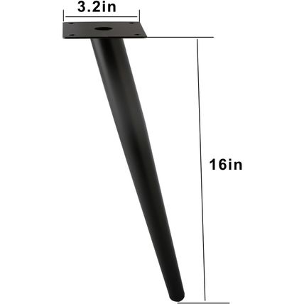 Oblique Furniture Leg 16 Inch, Slant Tapered Metal Coffee Table Legs 4Pcs, Mid C