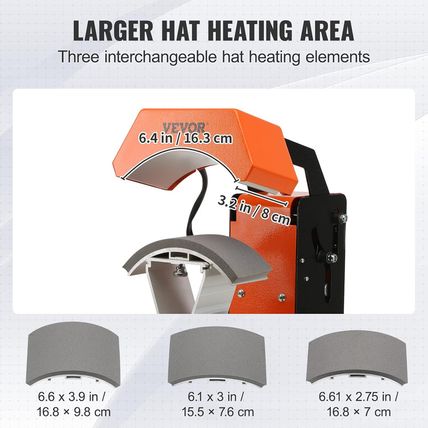 VEVOR 3-In-1 Auto Hat Heat Press Machine for Caps - No Crease, Automatic Release