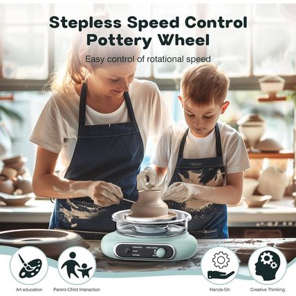 Alldeer Mini Pottery Wheel Kit - 4.7" Turntable Electric Clay Wheel with Foot Pe
