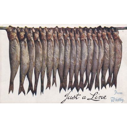 EC736 JUST A LINE FROM WHITBY . PRINTED TUCK OILETTE POSTCARD