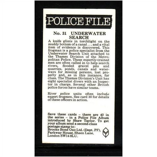 Brook Bond Police File Under Water Search No 31 Mint