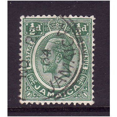 Jamaica 1921 1/2d Green Sg 89a fine used