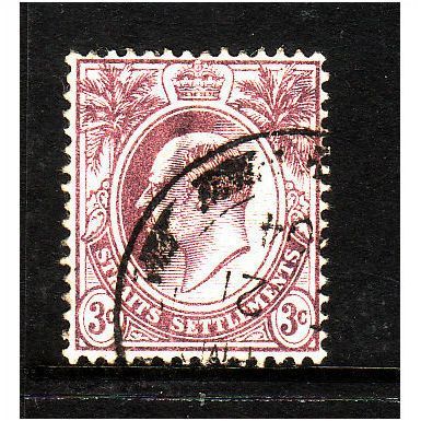 MALAYSIA STRAITS SETTLEMENTS 1904 SG128 3c DULL PURPLE FINE USED