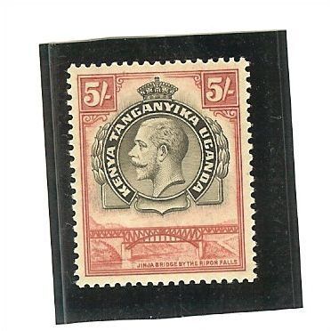 KUT Kenya Uganda Tanganyika KGV 1935 5/- Black & Carmine Mounted Mint MM SG 121