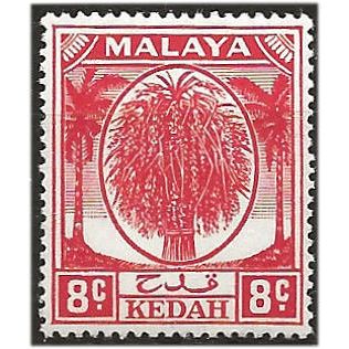 Kedah 1950 SG81 8c Scarlet Mounted Mint ... ..