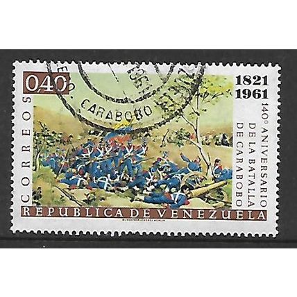 VENEZUELA 1961 ANIV BATTLE OF CARABOBO 40c BROWN BATTLE SCENE SG 1703 FINE USED2