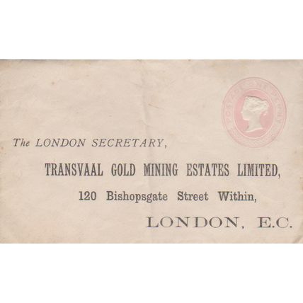 GB circa 1870 cover to Transvaal Gold Mining Estates Ltd London Office