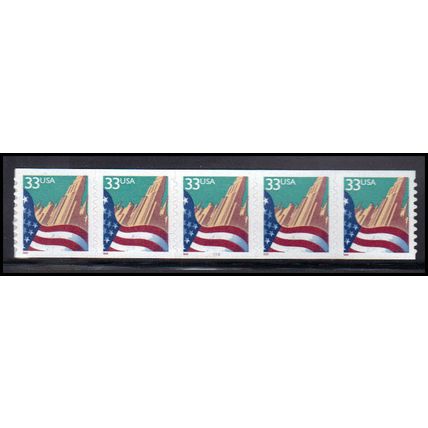3281c 33c U.S. Flag Over City Very Fine MNH PNC 5555/5 KA9326