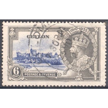 Ceylon stamps 1935 - SG379 - 6c Windsor Castle KGV - used 2