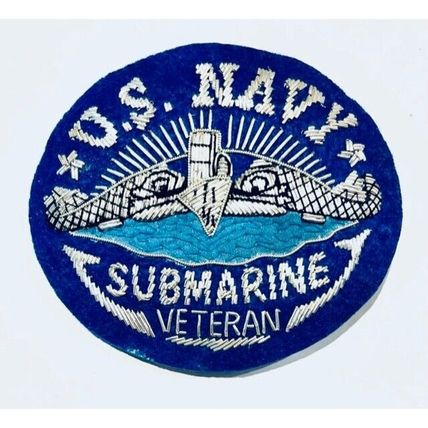 US NAVY SUBMARINE VETERAN HAND EMBROIDERED NEW SILVER BULLION BADGE CP MADE