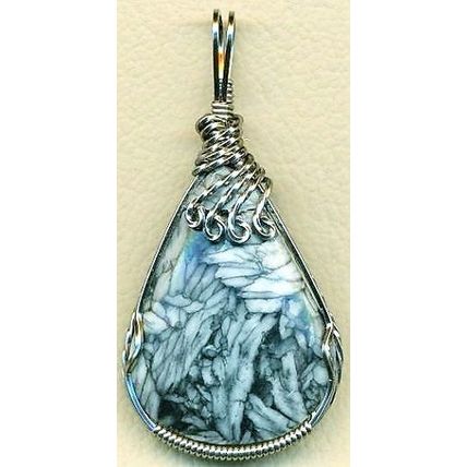 Pinolith Magnesite Titanium Copper Wire Wrap Gemstone Pendant 6