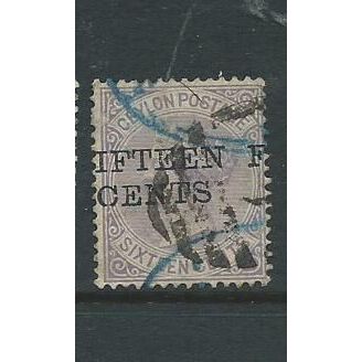 ceylon stamps sg186 sg 186 fifteen cents surcharge misplaced used