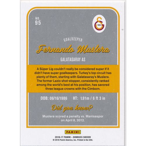 2016 Donruss Soccer Gold Foil Parallel 95 Fernando Muslera Galatasaray AS