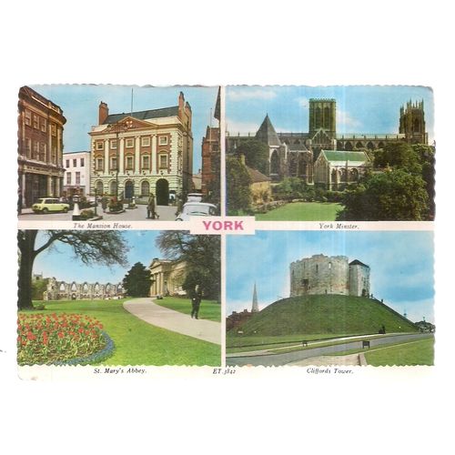 YORK multiview used vintage postcard 1975 postmark =