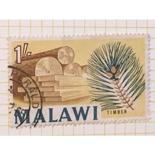 Malawi Queen Elizabeth II 1966 1s Timber Industry Used SG 258 Sc47 postage stamp