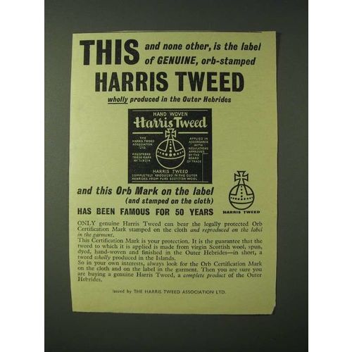 1960 Harris Tweed Fashion Ad - This and none other