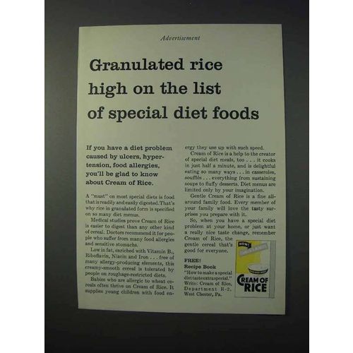 1963 Cream of Rice Cereal Ad - Granulated Rice