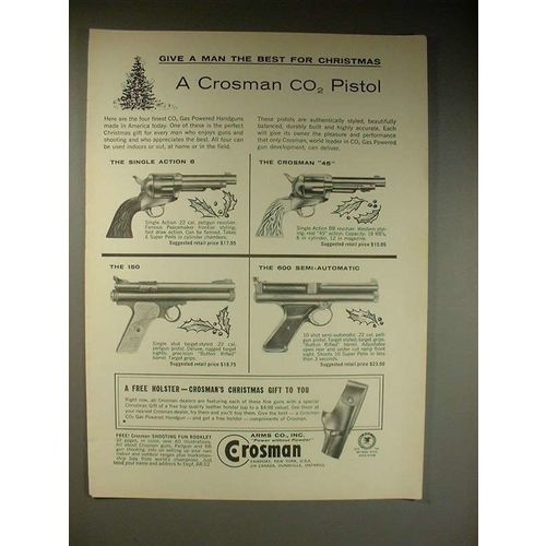 1963 Crosman Pistol Ad: Single Action 6, 45, 150, 600