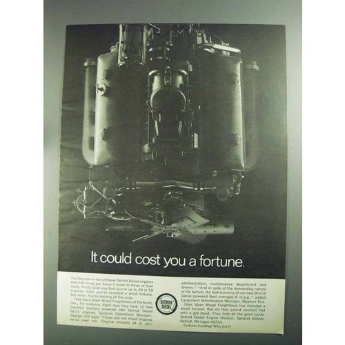 1968 GM Detroit Diesel 8V-71 Engine Ad - Cost Fortune